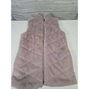 Maurices Blush Pink Faux Fur‎ Vest Long Women's Size Small Snap Button Closure